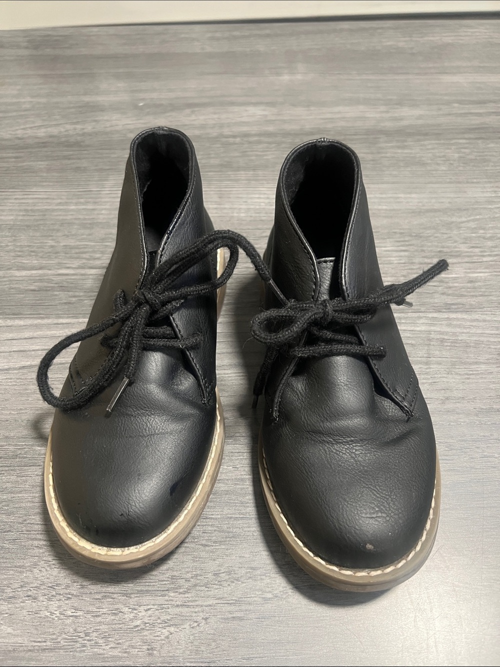 The Children's Place Black Lace-Up Chukka Boots with Tan Sole
